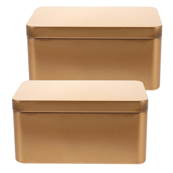 2 kpl Kotitalouden Teelaatikko Irtoteen Pakkauslaatikko Suorakulmainen Peltilaatikko Säilytyslaatikko Kulta 13X8CM