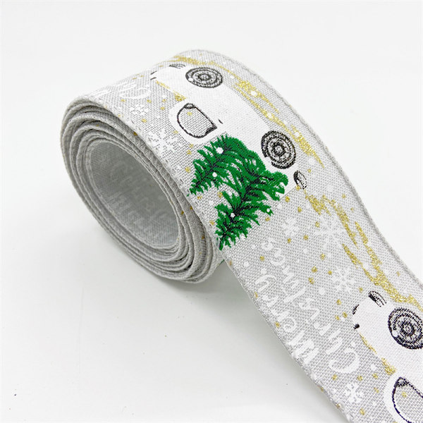 3 Rullar Julband med Tråd 2’’ x 5,5 Yard, Julband för Kransar Bågar DIY Hantverk 2 tum Bredd Trådad Julband