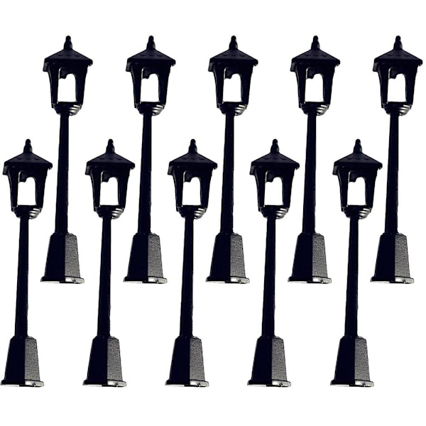 10 stk Mini Hus Gate Lysmodeller Miniatyr Gatelamper Dekorative Gate Lysmodeller Svart 10X1. Black 10X1.8CM