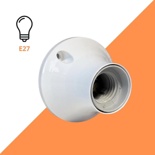 2-pack E27 White Straight Sockets | Floor and Wall Mounting | Compatible with LED and Incandescent Bulbs | Robust and Durable