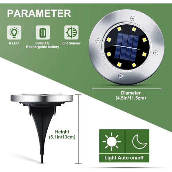 Aurinkokatuvalo, 10 kpl LED-aurinkopuutarhavalot IP65 Aurinkopuutarhavalo Vedenkestävä Lämmin Valkoinen
