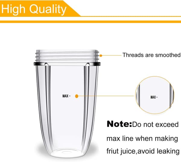 18oz Cup Replacement Compatible with Nutribullet 600W 900W Blender Parts 2 Pcs