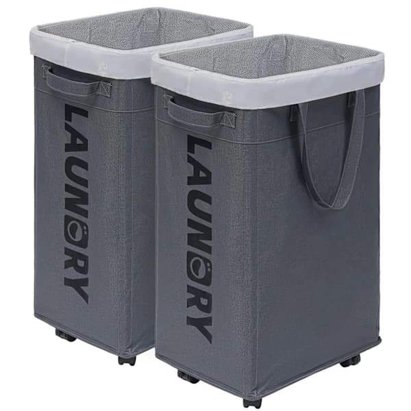 Laundry Basket with Wheels, 75L Foldable Large Laundry Hamper, Laundry Cart with Removable Laundry Bag for Laundry Room