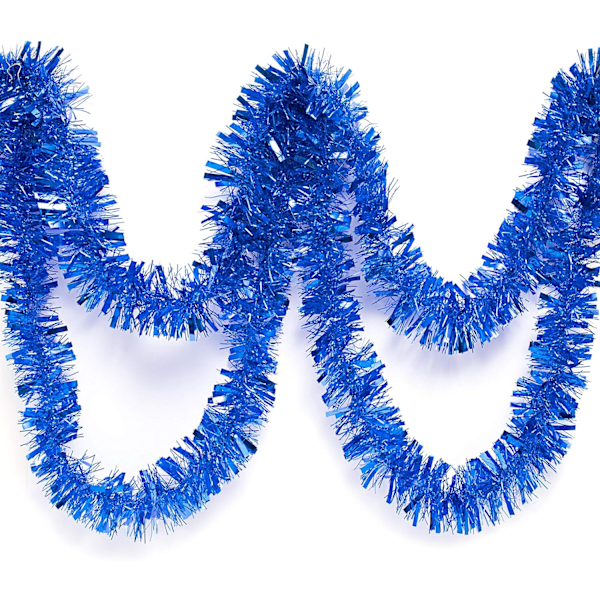 10 stycken vridna girlander i blå metallisk glitter