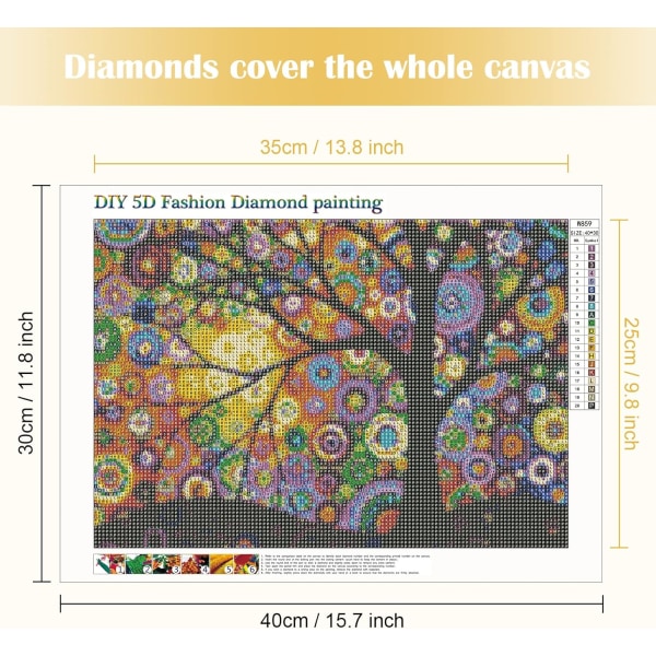 Gjør-det-selv 5D diamantmaleri etter nummer-sett Full drill Rhinestone Picture Arts Håndverk for veggdekor Geometrisk farge Tre 40x30cm