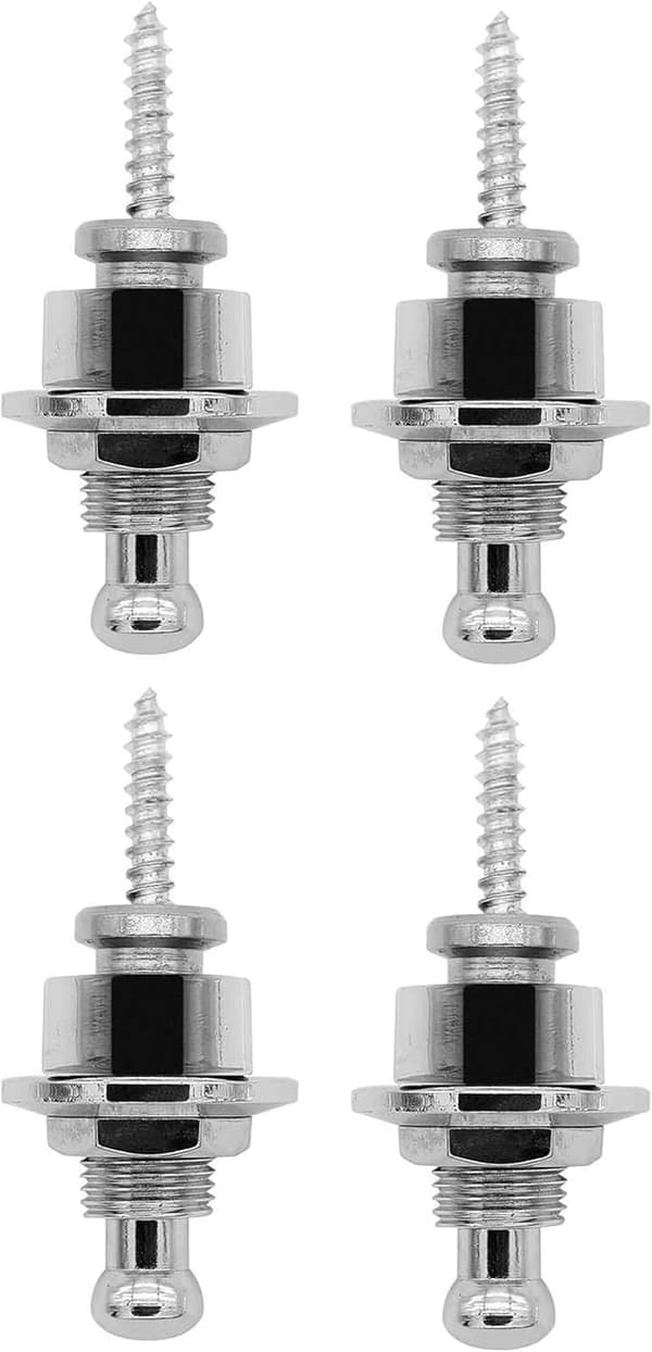 4 pcs Guitar Strap Locks, Electric Guitar Round Head Security Lock Strap, Guitar Accessories, Silver Silver 4 silver 4