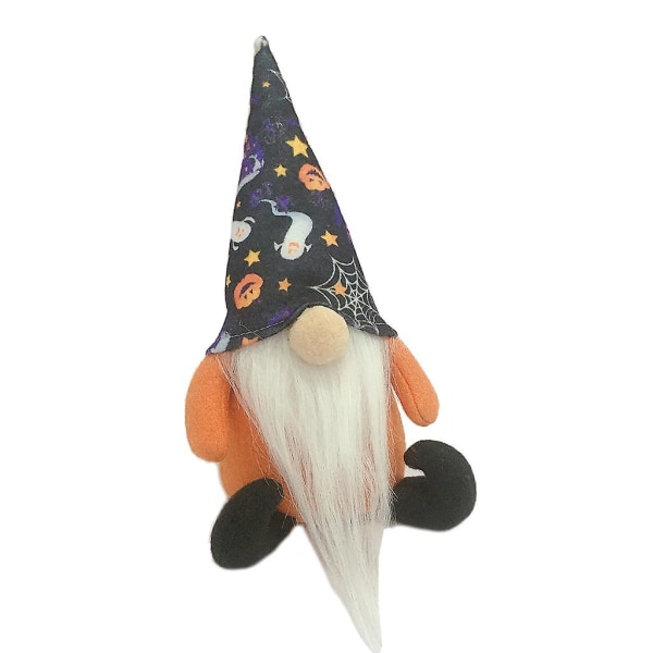 Halloween Gnome Håndlaget dvergplysjdukke Spider Ghost Skandinavisk Tomte OrnamentSvart spøkelseshatt