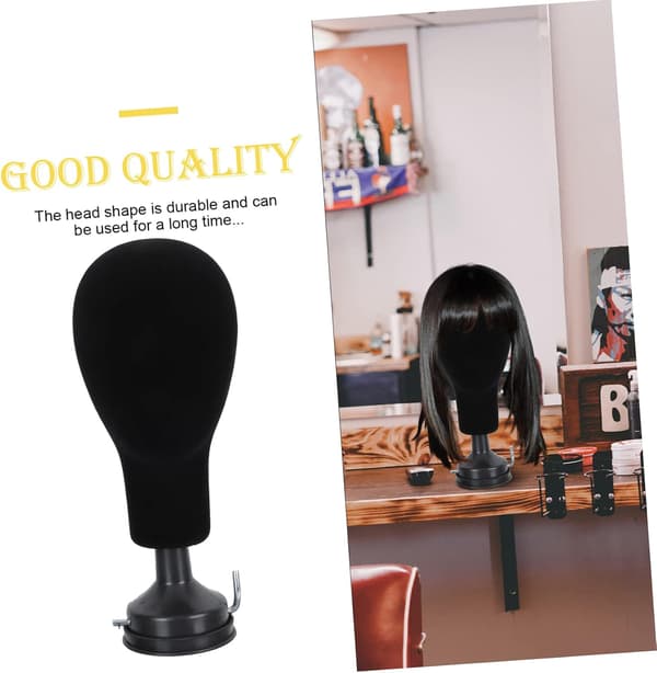 Wig Display Model Black Desktop Head-Shaped Form Smooth Surface Hat Display Holder for Home and Salon Use