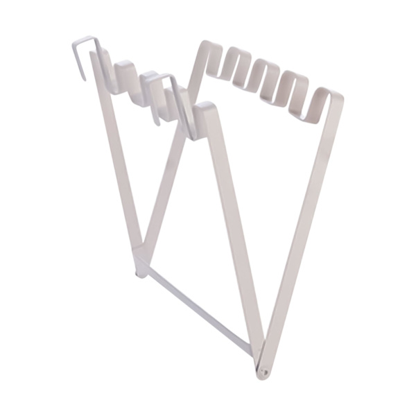 Dør-bak type sammenleggbar søppelposeholder, solid, multifunksjonell jernholder for søppelposer over skapet for kjøkkenskap, hvit
