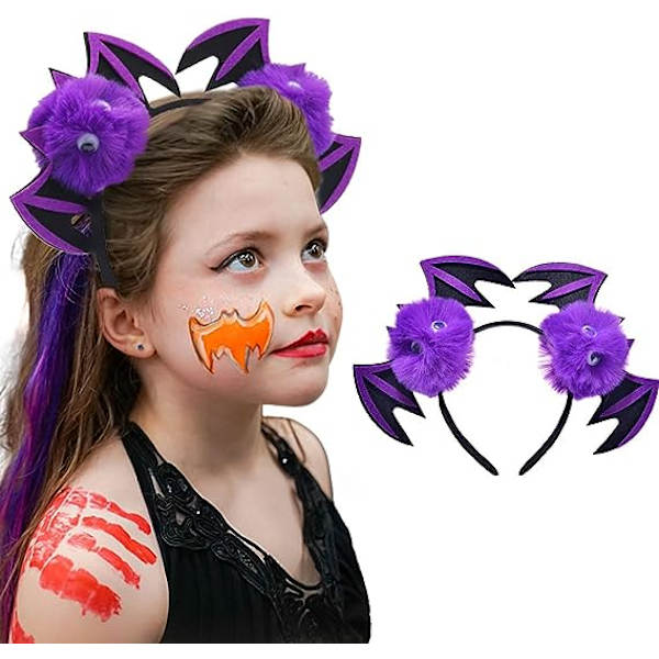 Halloween Bat Hårband Plysch Bat Hårband Lila Hårband Söt Halloween Kostym Huvudbonad Cosplay Maskeradfest