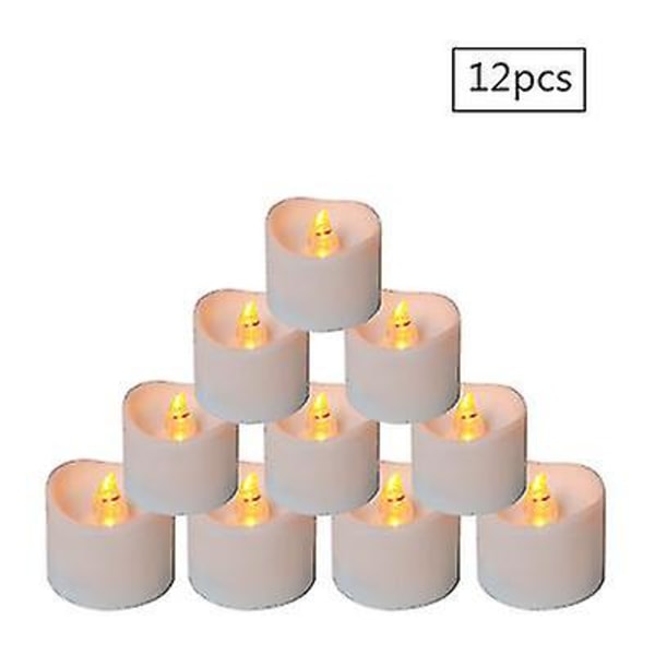 12 liekkitöntä Led-kynttilänvaloa, lämmin valkoinen Valkoiset kynttilät, lämpimän valkoiset
