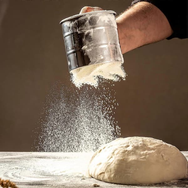 Flour Sifter Stainless Steel Cup with Efficient Hand Crank Baking Sieve for Fine Powder