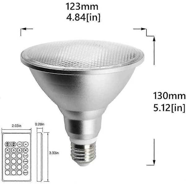 20W Waterproof RGB E27 Par38 LED Bulb with 24-Key IR Remote Control (RGB and Cool White) [Energy Class A+]