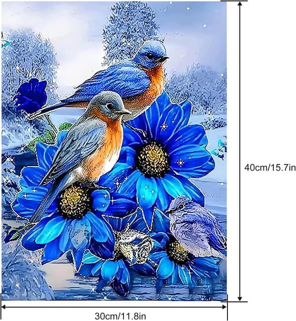 (30 × 40 cm) Runde Diamantkunstsett, 5D Diamantmalingssett Blu
