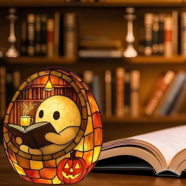 Ghost Lamp with Book – Cute Halloween Night Light, Ghost Night Light Halloween Decoration Gift