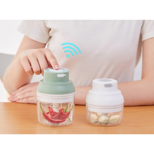Vit Elektrisk Vitlökshackare Minihackare Hållbar Robust Sladdlös Hackare Mini Elektrisk Grönsakshackare Grönsaker Frukter Vitlök Mixers