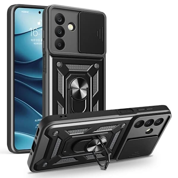 Samsung Galaxy A26 5G Kuori CamShield Ring Hybrid Musta