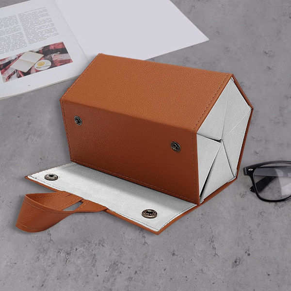 Solbriller Opbevaring, 5 Slots Brilleæske Rejse Solbriller Organizer Brilleetui PU Læder Foldbar Hængende Brille Display Box til Øjne