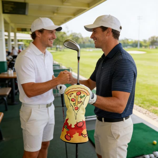 Golf Driver Cover Pizza Nyhet Vattentät PU Headcover med Fleece Foder
