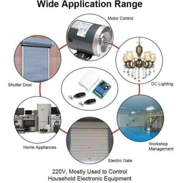 DieseRC Wireless Remote Switch 433 MHz, 2 Channels AC 220V with Receiver Relay and 2 Remote Controls for Garage Door, Rolling Shutter, Lights