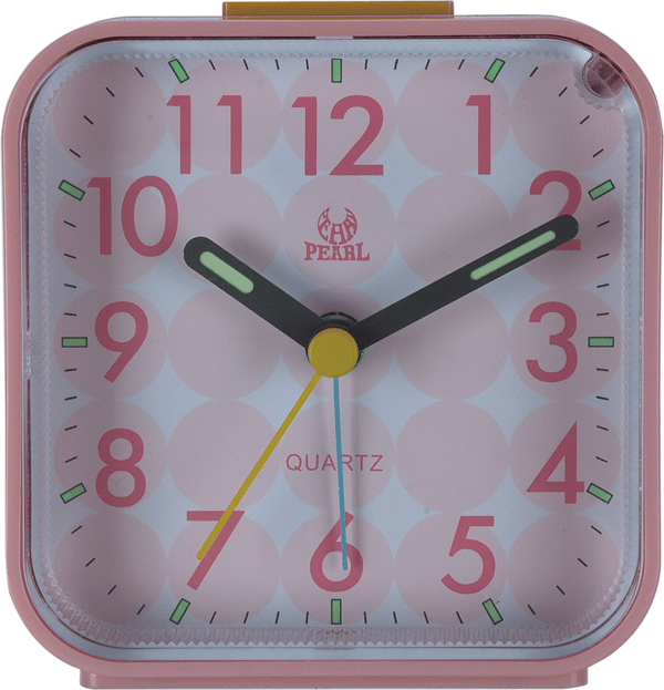 Silent Analog Alarm Clock Bedside Clock Square Table Clock Quartz Clock with Snooze and Radiant Pink Pink Pink