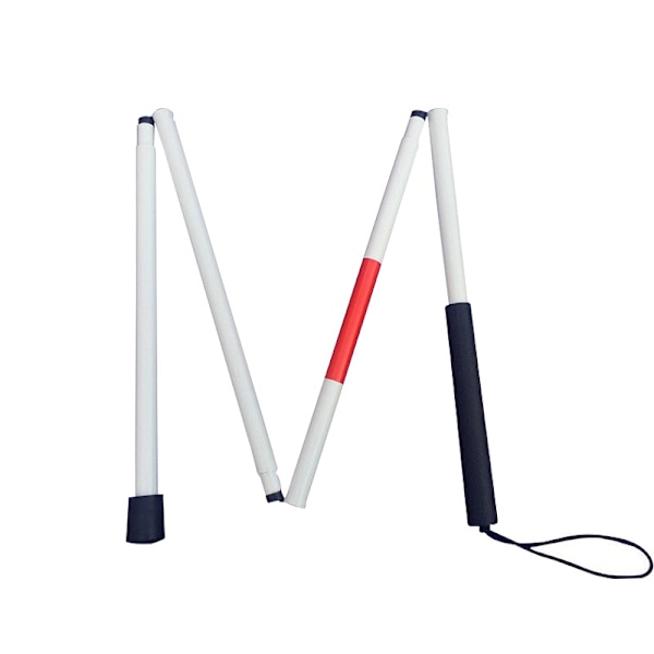 Vit hopfällbar käpp, käpp, 124 cm/48,8 tum bärbar stötsäker ledarstav för blinda