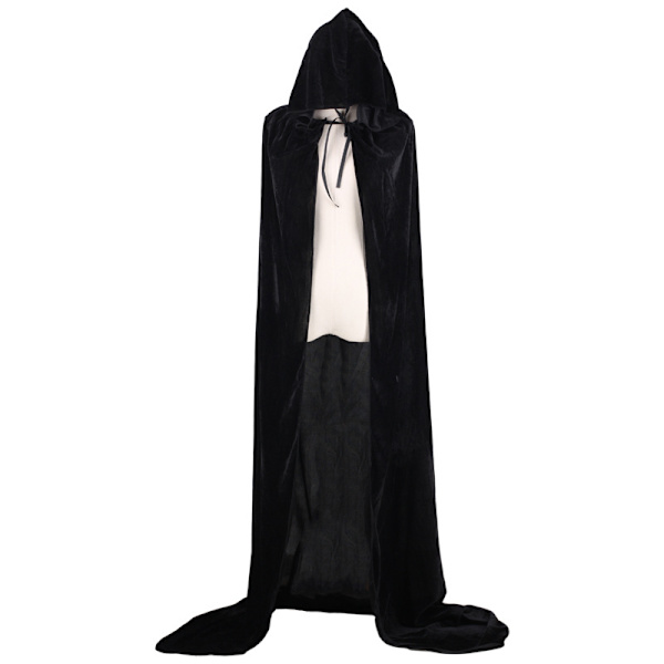 Voksen Mænds Tilbehør Kappe En Skulder Tøj Middelalderlig Fest Uniform Sort Kappe (80cm)