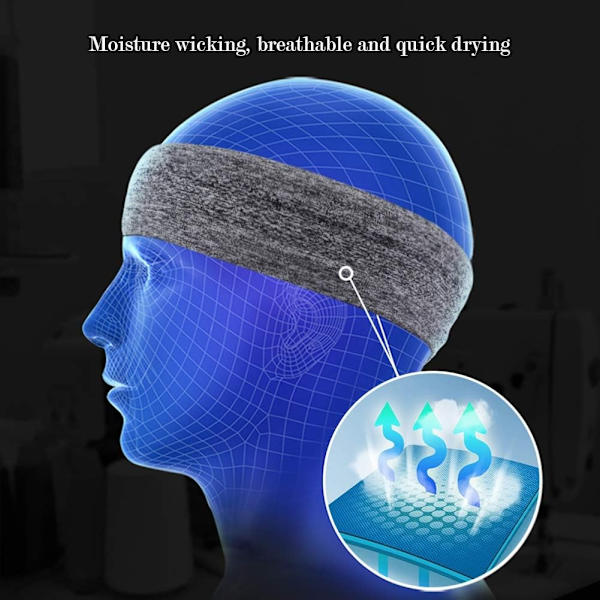 3 pannebånd menn og kvinner sports pannebånd sports pannebånd unisex elastisk sports pannebånd egnet for yoga fitness tennis løping grå