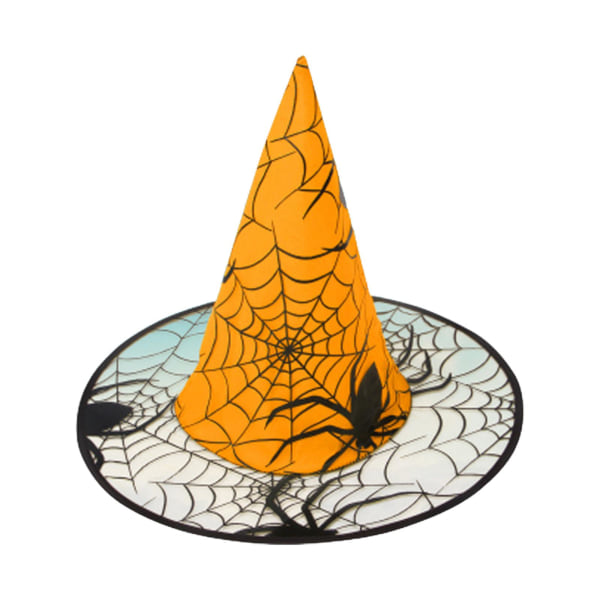 Halloween-häxhatt med spindel i non-woven spun yarn, cosplay-rekvisita, orange