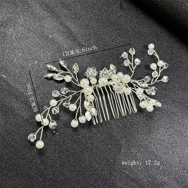 Silver Bröllop Hårkammar Silver Rhinestone Hårklämmor Blomma Brud Hårdelar Hårprydnad（6.6*2.3tum）