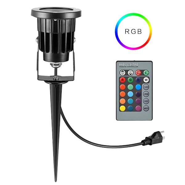 Pihavalaisin, RGB-valokeila, 8W LED-ulkovalaisin, Puutarhavalot kaukosäätimellä, 2-in-1 Patio