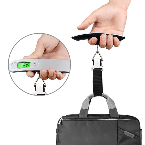 Electronic Luggage Scale, Portable Travel Scale, Tare Function, White (Battery Installed in Battery Compartment).