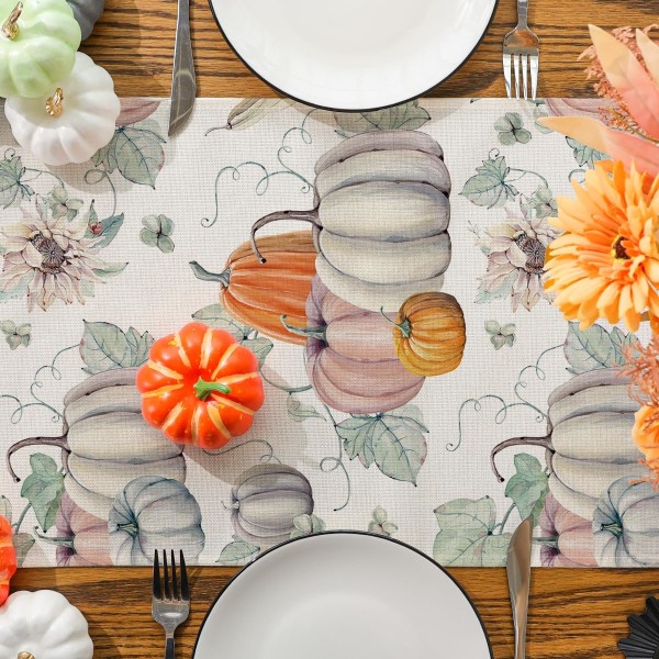 (13'' x 72'') Høstbordløper, Høstdekorasjoner for hjemmet, Gresskarhøstløper for bord, Sesongmessig høst, Thanksgiving-ferie