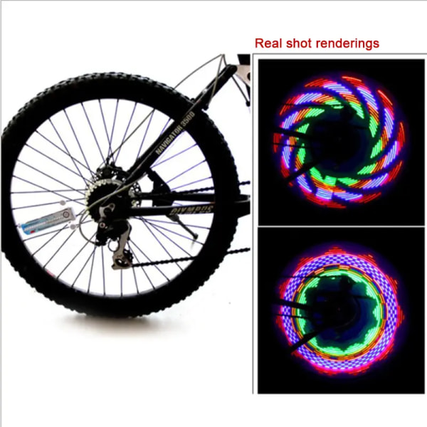 Cykel-egerlys med 2 dæk, LED-lys Display lyse mønstre Fuld cykelhjulskift Vandtæt mountainbike Lyse natkørelys USB genopladning