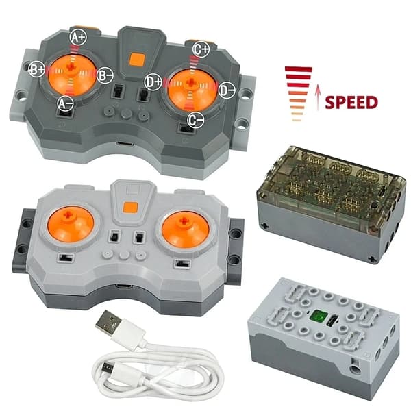 MOC Train Motor Pack Servo, Battery Box, IR Remote Control, LED Lights Power Functions Parts for Smart Technical Building Blocks XL Motor XL Motor