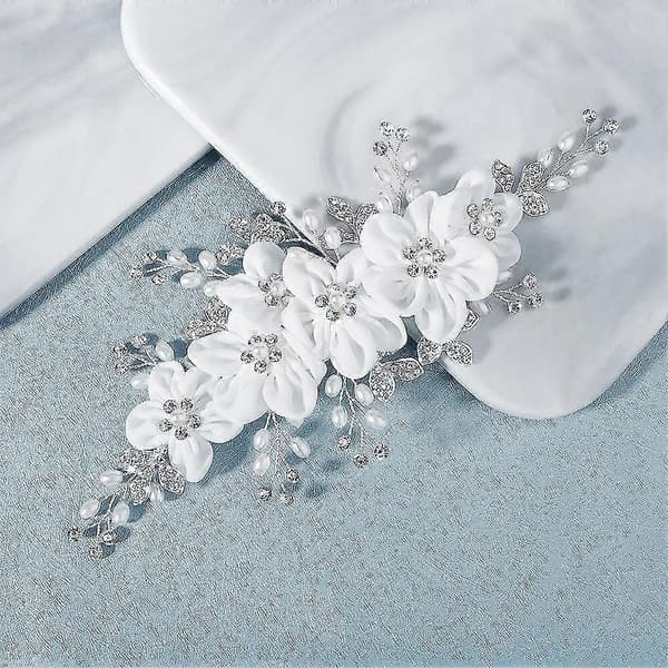 Bryllup Hårnåler Sølv Blomst Hårspenner Perle Brude Hodeplagg Rhinestone Hårpynt