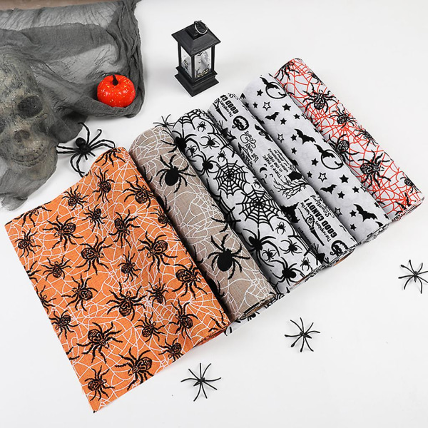 Halloween bordsduk Banner Spöklik spindelnät Fladdermöss flockade bordsduk dekorationF