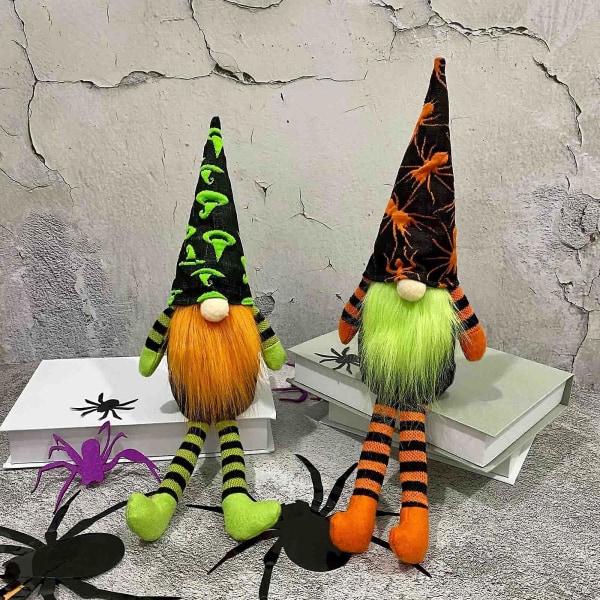 Halloween Gnome Ornament Håndlavet Svensk Gnome Hængende Ben Siddende Hexe Gnome Plys Bord Ornament B