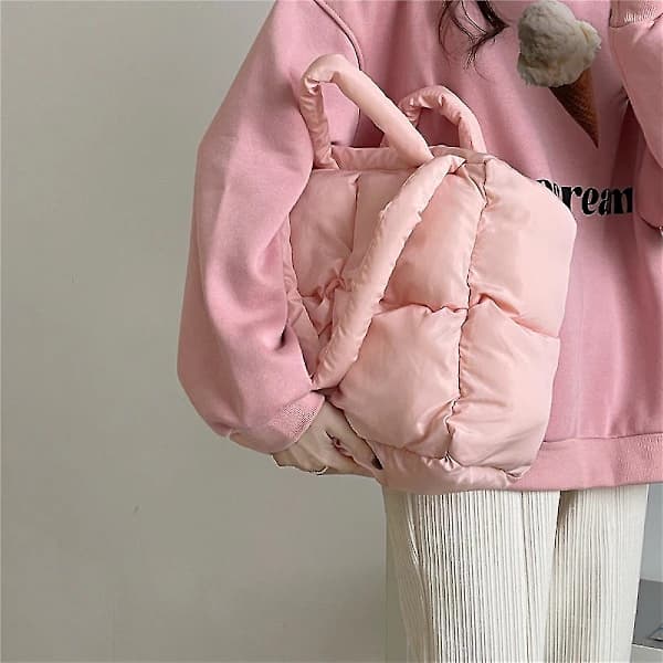 Stor mulepose til kvinder, luksuriøse polstrede punge og håndtasker crossbody-tasker til kvinder, vinter nylon dun bomulds skuldertasker