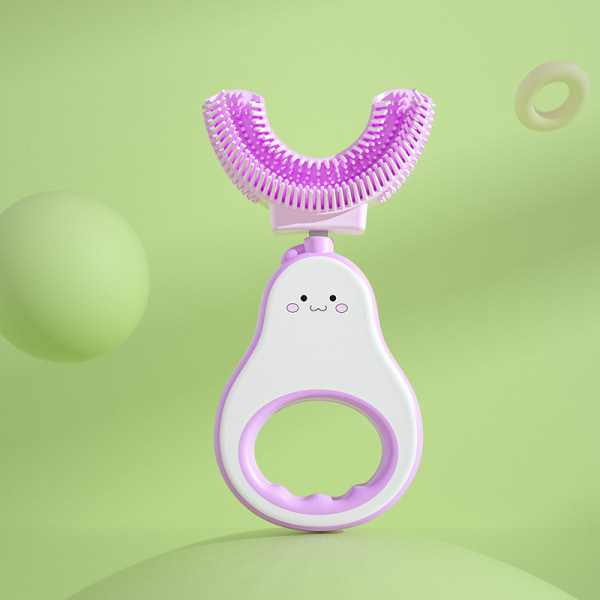 U-formet tannbørste for barn, avokado-form, manuell tannbørste i silikon for munnrengjøring, u-formet tannbørste