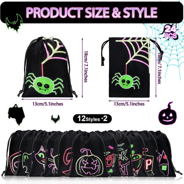 24 st Halloween-dragskoväskor Spökfestpåse size_name 1.57 Inch