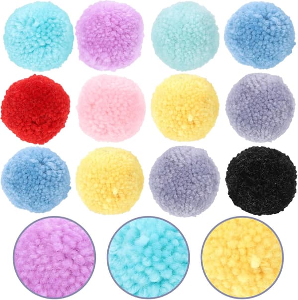 12 stk farverige fluffy pompomkugler DIY håndværksmaterialer bløde polyesterpufkugler