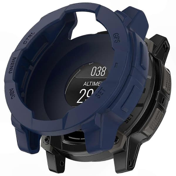 Kompatibel med Garmin Instinct 3 AMOLED 50mm og Instinct 3 Solar 50mm silikonklokkefutteral, støtsikker støtfangerramme midnattsblå Midnight Blue