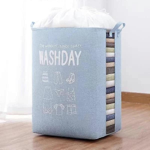 HA~Large Laundry Hamper, Quilt, Clothes, Toys and Sundries Storage Bag, Dustproof Drawstring Opening, Foldable