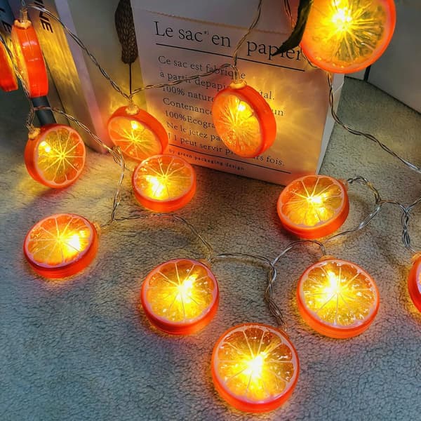 (Oransje sitronskive, 3M/20LED) Frukt-tema sitronskive lyslenke
