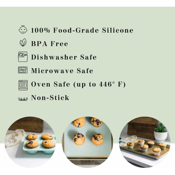 Pakke med 54 Silikonkjøkken gjenbrukbare silikonbakekopper - Morandi farge giftfri, BPA-fri, Tåler oppvaskmaskin (Re