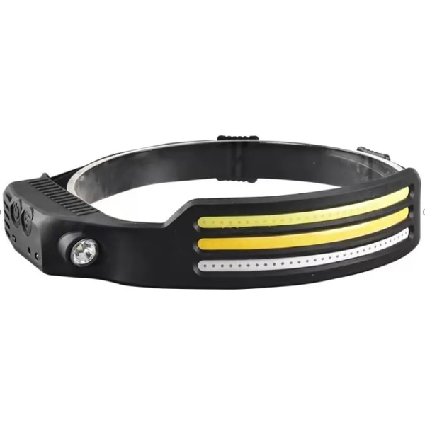 230° Brightbeam Hodelykt Oppladbar, LED Oppladbar Hodelykt, LED Stripe Hodelykt Lommelykt med Bevegelsessensor, 10 Moduser Vanntett LED Hodelykt
