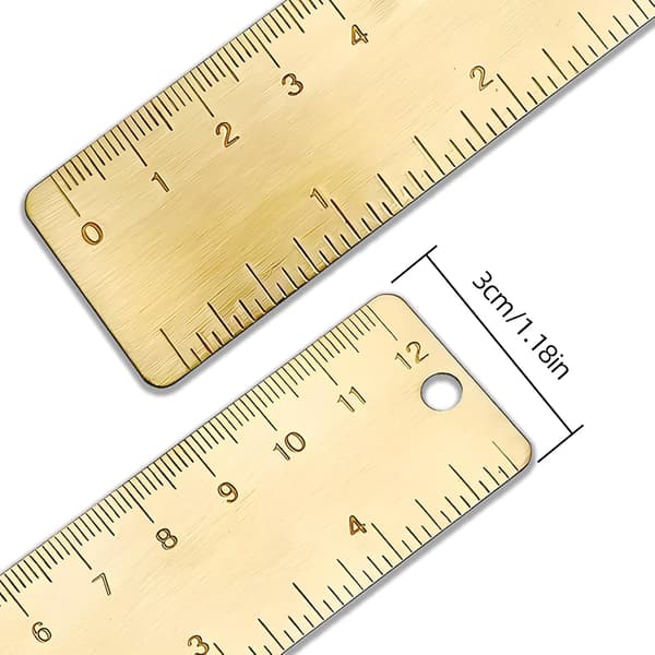 Small Rulers for Notebook Drawing Journaling, 12cm Metal Painting Drawing Tool, Mini Drawing Ruler Set, Pure Brass Measuring Tools