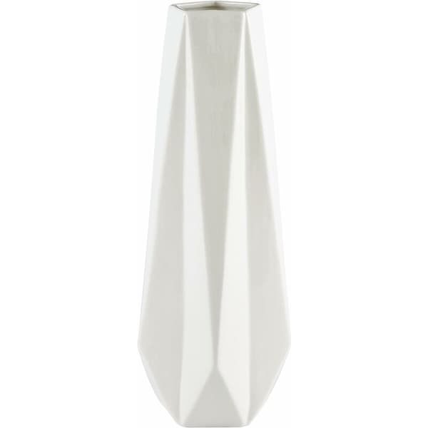 Nita modern, kantig stengodsvas, 18,5 cm hög, vit