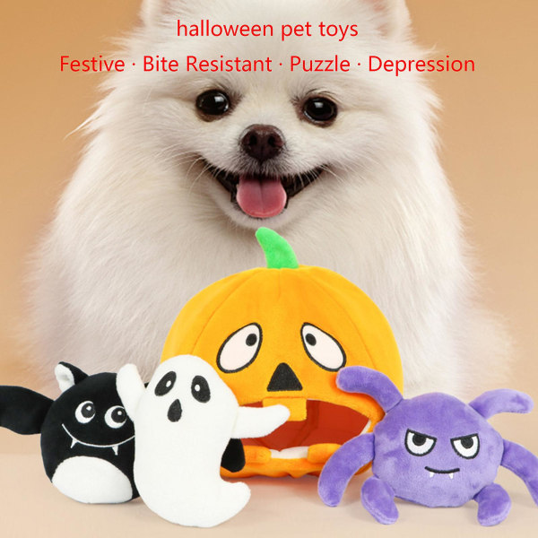 Hunde Pibetøj Halloween Interaktivt Fyldt Plys Tyggelegetøj Reducer Kedsomhed